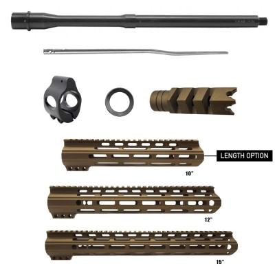 BURNT BRONZE HANDGUARD LENGTH OPTION | AR-15 Parkerized Barrel, Muzzle Brake, Gas Block and Gas Tube Bundle 9