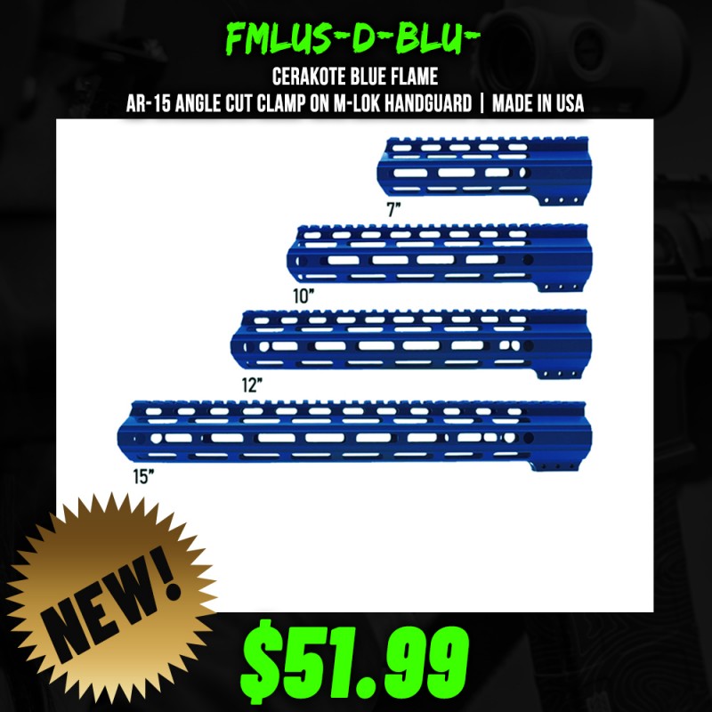 CERAKOTE BLUE FLAME | AR-15 Angle Cut Clamp on M-LOK Handguard | Made in USA