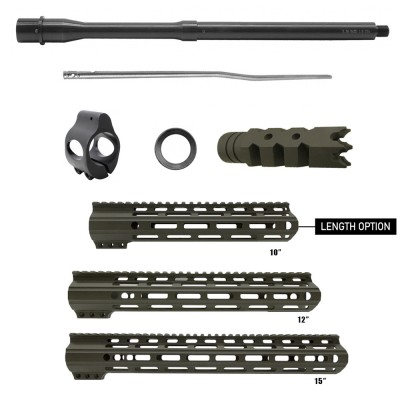 OD GREEN HANDGUARD LENGTH OPTION| AR-15 Nitride Barrel, Muzzle Brake, Gas Block and Gas Tube Bundle 11