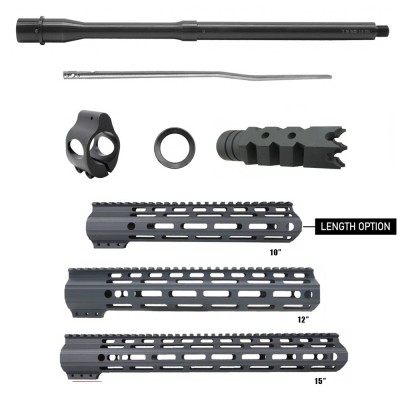 SNIPER GREY HANDGUARD LENGTH OPTION| AR-15 Nitride Barrel, Muzzle Brake, Gas Block and Gas Tube Bundle 16