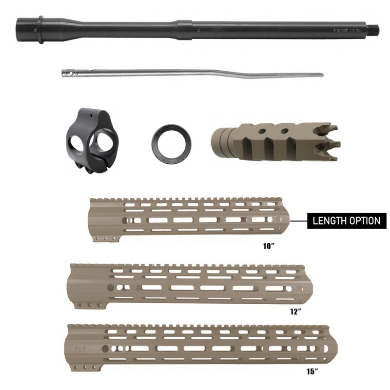 FDE HANDGUARD LENGTH OPTION| AR-15 Nitride Barrel, Muzzle Brake, Gas Block and Gas Tube Bundle 10