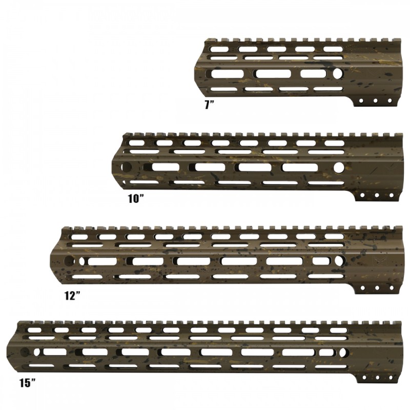 CERAKOTE SPLATTER| AR-15 ANGLE CUT CLAMP ON M-LOK HANDGUARD-BASE FDE- PATTERN-BBR-ODG-GOLD- MADE IN U.S.A