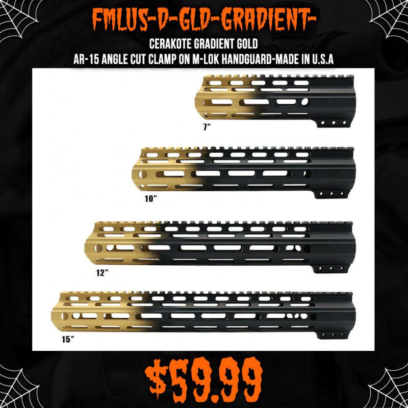 CERAKOTE GRADIENT GLD | AR-15 ANGLE CUT CLAMP ON M-LOK HANDGUARD-MADE IN U.S.A CERAKOTE GRADIENT GLD | AR-15 ANGLE CUT CLAMP ON M-LOK HANDGUARD-MADE IN U.S.A