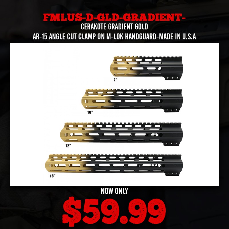 CERAKOTE GRADIENT GOLD| AR-15 ANGLE CUT CLAMP ON M-LOK HANDGUARD-MADE IN U.S.A