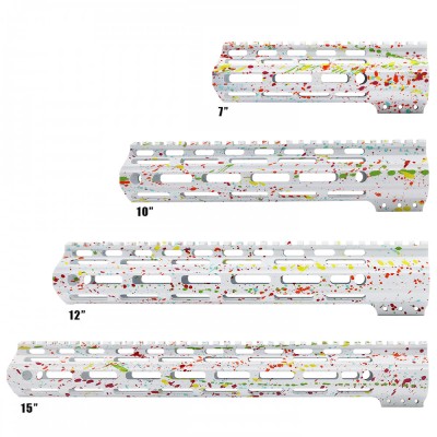 CERAKOTE SPLATTER WHI | AR-15 ANGLE CUT CLAMP ON M-LOK HANDGUARD-Base WHI - Pattern - RGB.RED.PNK.ORG.LEM.ZBG - MADE IN U.S.A