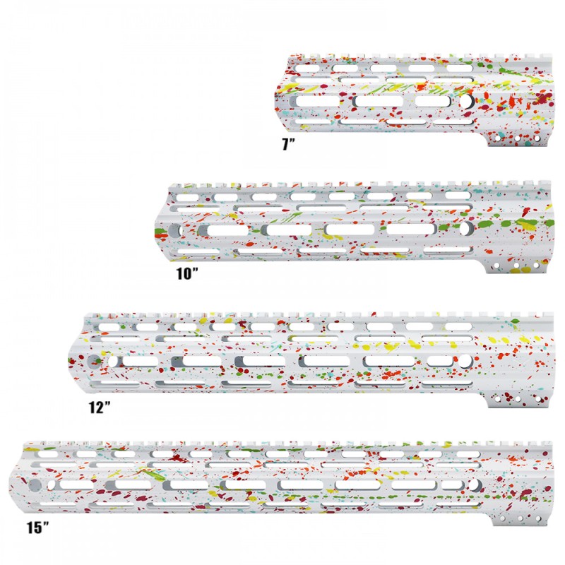 CERAKOTE SPLATTER| AR-15 ANGLE CUT CLAMP ON M-LOK HANDGUARD-BASE WHI- PATTERN-RGB-RED-PNK-ORG-LEM-ZBG- MADE IN U.S.A