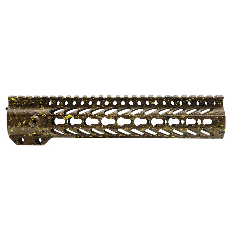 Cerakote Splatter| AR-15 10'' Handguard Clamp On Rail System - Base Burnt Bronze - Pattern - Gold - Black - Lemon Zest Cerakote Splatter| AR-15 10'' Handguard Clamp On Rail System - Base Burnt Bronze - Pattern - Gold - Black - Lemon Zest