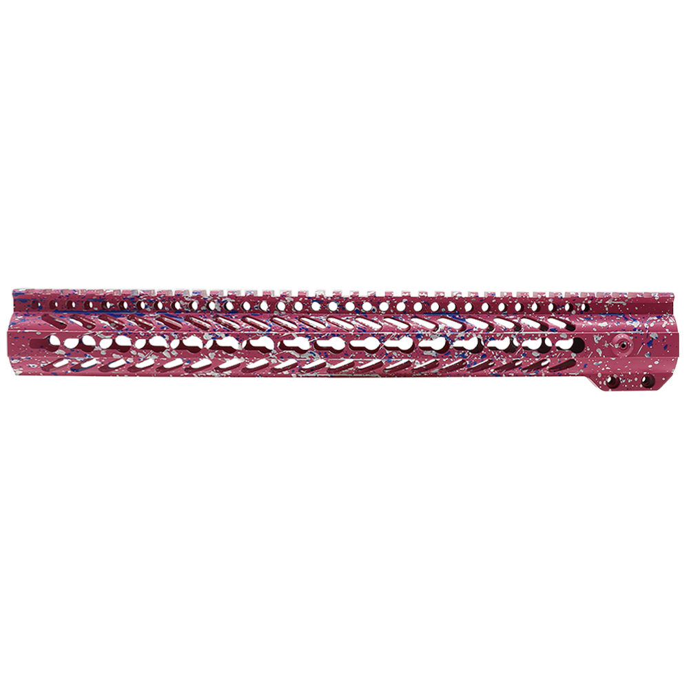 Cerakote Splatter| AR-15 15'' Clamp On Rail System - Base Pink - Pattern - Glacier Silver - Bright White - Blue Flame