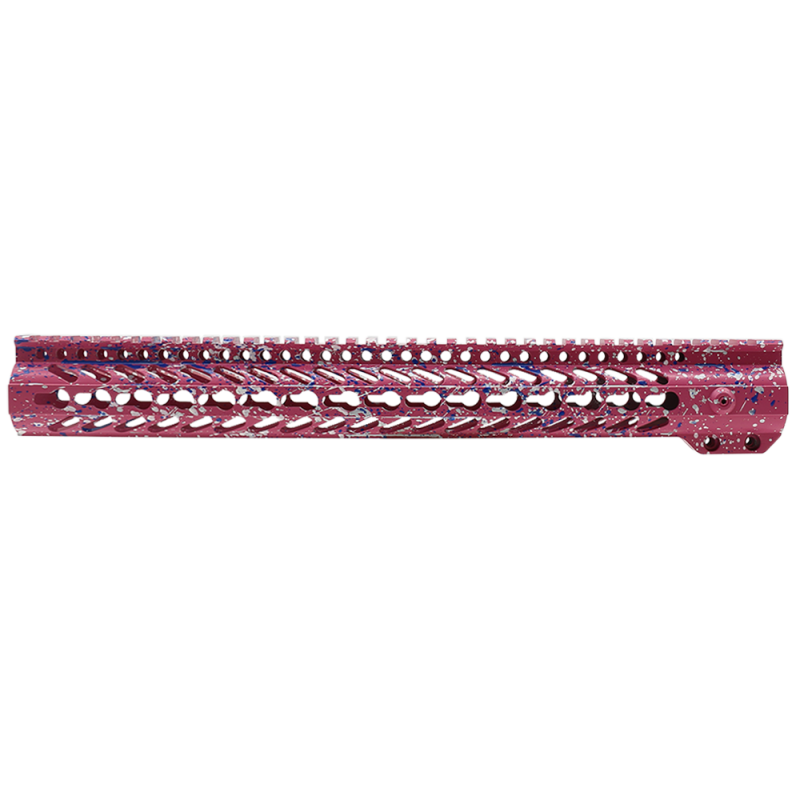 Cerakote Splatter| AR-15 15'' Clamp On Rail System - Base Pink - Pattern - Glacier Silver - Bright White - Blue Flame