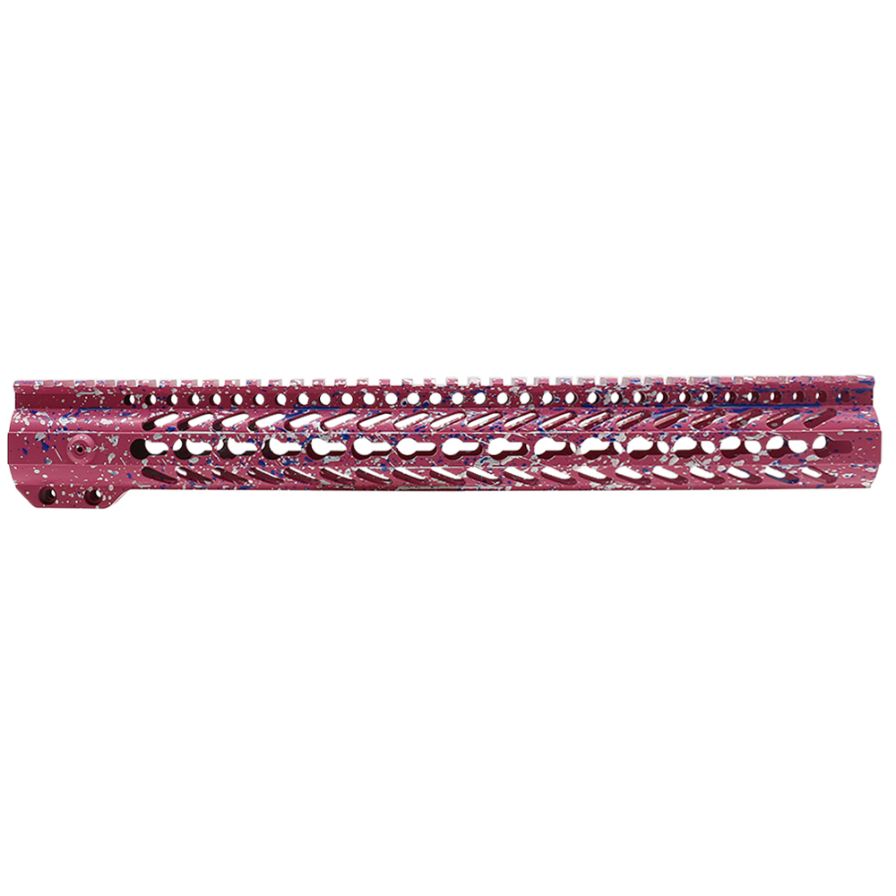 Cerakote Splatter| AR-15 15'' Clamp On Rail System - Base Pink - Pattern - Glacier Silver - Bright White - Blue Flame