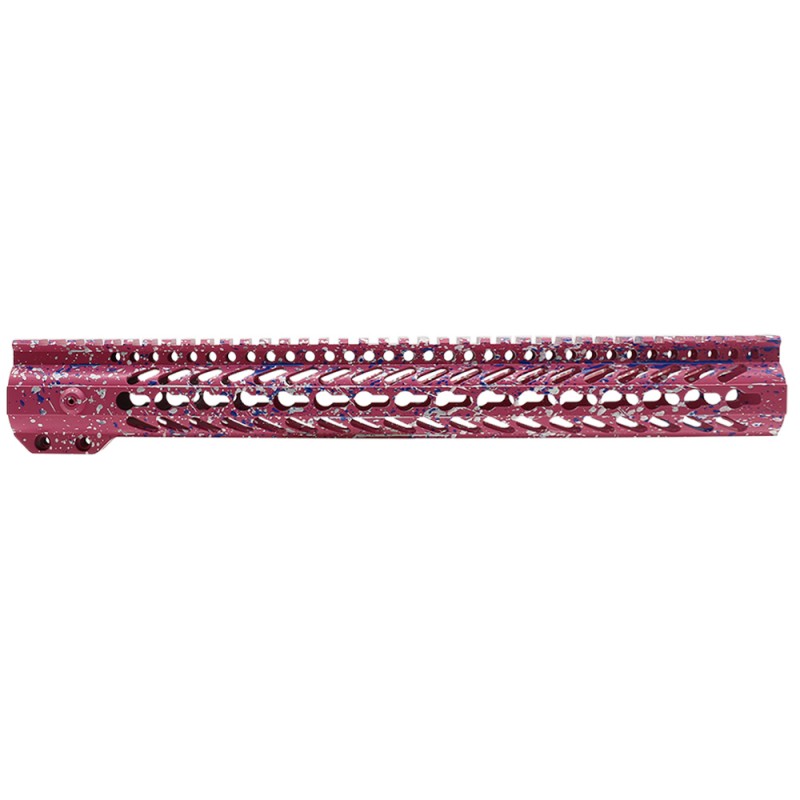 Cerakote Splatter| AR-15 15'' Clamp On Rail System - Base Pink - Pattern - Glacier Silver - Bright White - Blue Flame