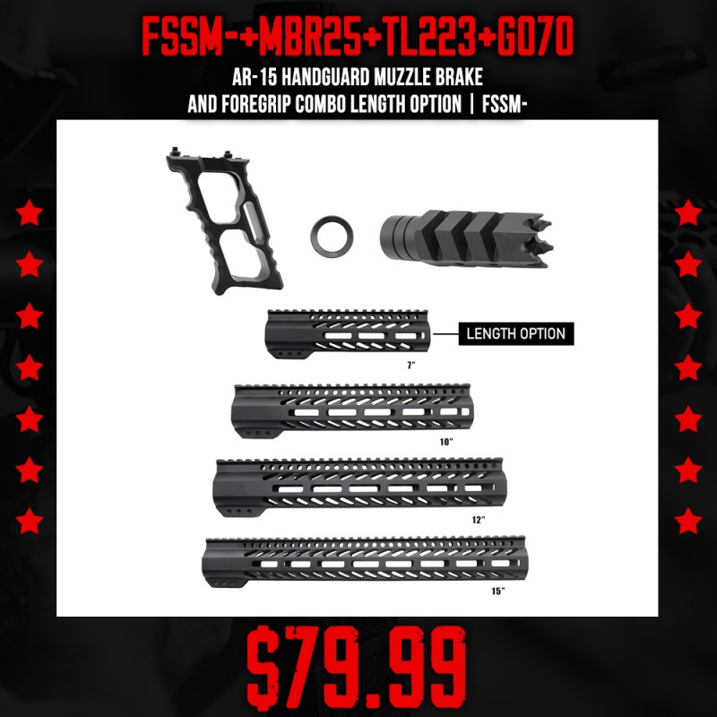 AR-15 Handguard Muzzle Brake and Foregrip Combo LENGTH OPTION| FSSM- AR-15 Handguard Muzzle Brake and Foregrip Combo LENGTH OPTION| FSSM-