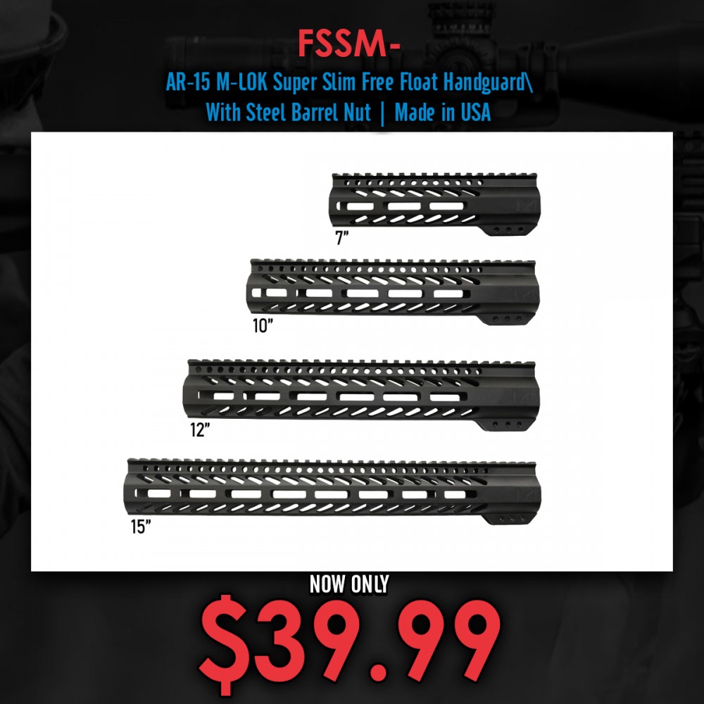 AR-15 M-LOK Super Slim Free Float Handguard  with Steel Barrel Nut | Made in USA