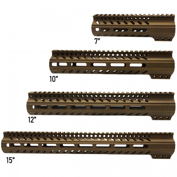 CERAKOTE BURNT BRONZE | AR-15 M-LOK Super Slim Free Float Handguard with Steel Barrel Nut | Made in USA CERAKOTE BURNT BRONZE | AR-15 M-LOK Super Slim Free Float Handguard with Steel Barrel Nut | Made in USA