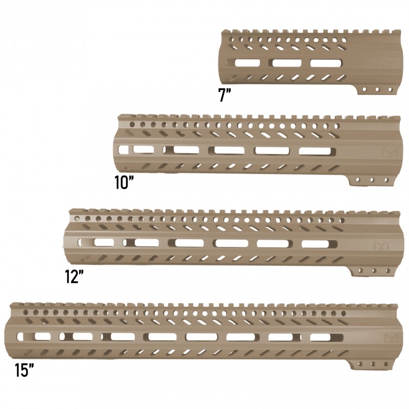 CERAKOTE FDE | AR-15 M-LOK Super Slim Free Float Handguard with Steel Barrel Nut | Made in USA