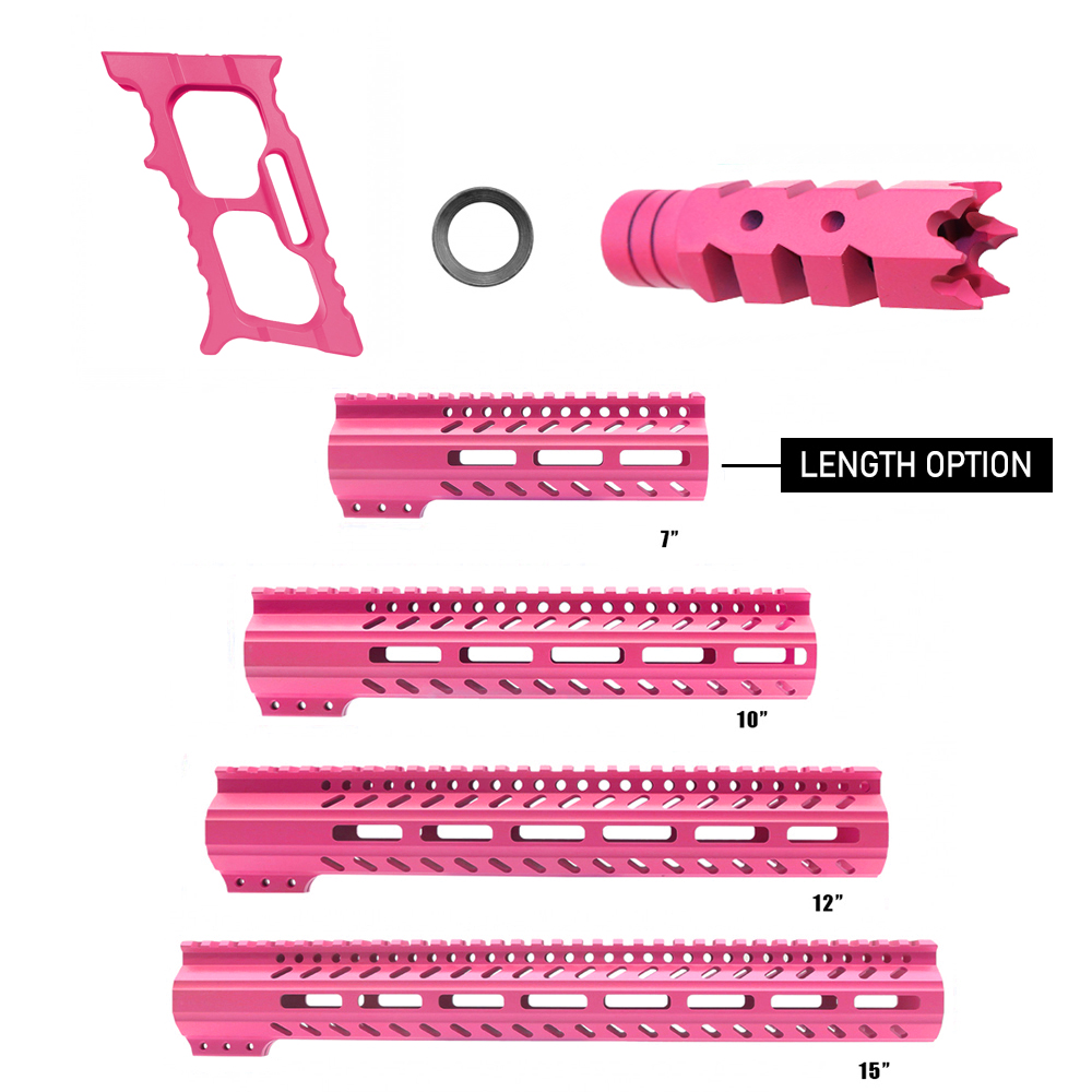 CERAKOTE PINK| AR-15 Handguard Muzzle Brake and Foregrip Combo LENGTH OPTION| FSSM-PNK