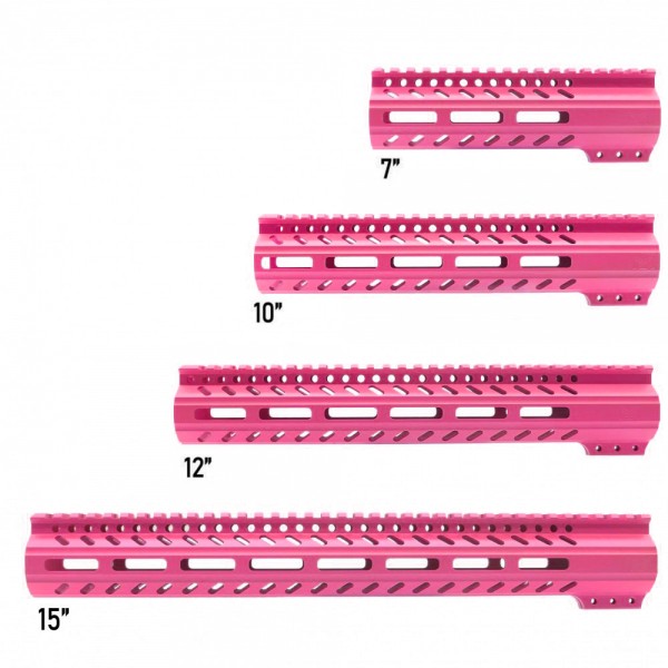 CERAKOTE PINK | AR-15 M-LOK Super Slim Free Float Handguard with Steel Barrel Nut | Made in USA CERAKOTE PINK | AR-15 M-LOK Super Slim Free Float Handguard with Steel Barrel Nut | Made in USA