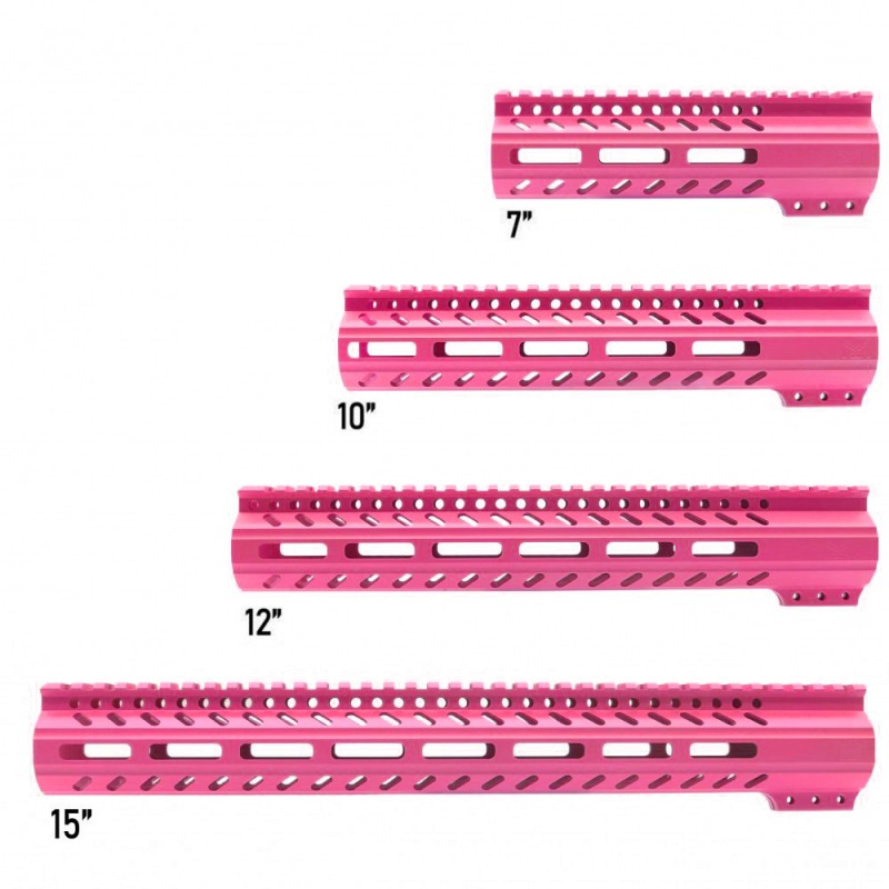 CERAKOTE PINK | AR-15 M-LOK Super Slim Free Float Handguard with Steel Barrel Nut | Made in USA