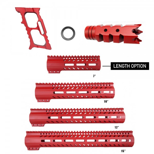 CERAKOTE RED| AR-15 Handguard Muzzle Brake and Foregrip Combo LENGTH OPTION| FSSM-RED CERAKOTE RED| AR-15 Handguard Muzzle Brake and Foregrip Combo LENGTH OPTION| FSSM-RED