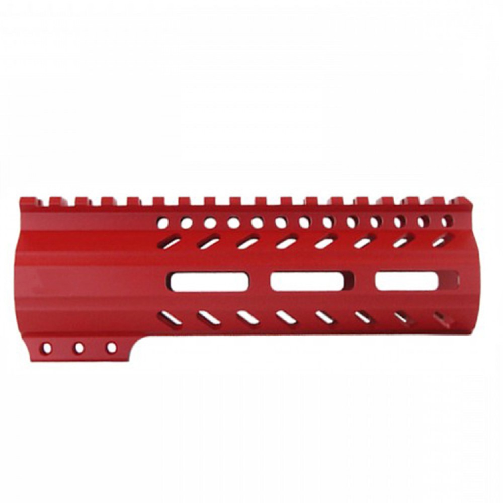 CERAKOTE RED | AR-15 M-LOK Super Slim Free Float Handguard with Steel Barrel Nut | Made in USA