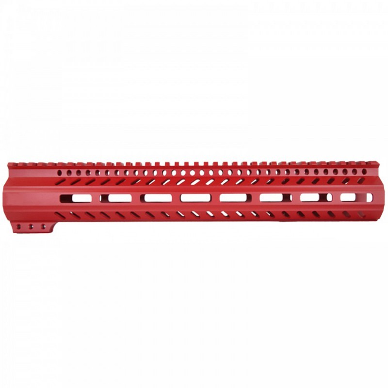 CERAKOTE RED | AR-15 M-LOK Super Slim Free Float Handguard with Steel Barrel Nut | Made in USA