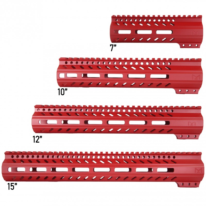 CERAKOTE RED | AR-15 M-LOK Super Slim Free Float Handguard with Steel Barrel Nut | Made in USA