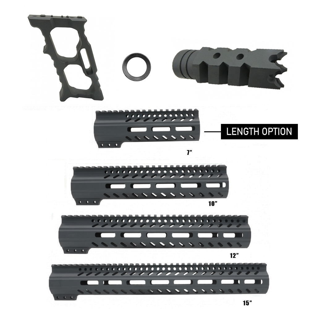 CERAKOTE SNIPER GREY| AR-15 Handguard Muzzle Brake and Foregrip Combo LENGTH OPTION| FSSM-SGY