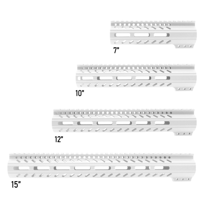 CERAKOTE White| AR-15 M-LOK Super Slim Free Float Handguard with Steel Barrel Nut | Made in USA