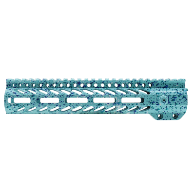 Cerakote Splatter| AR-15 10'' M-LOK Super Slim Free Float Handguard with Steel Barrel Nut - Base Robins Egg - Pattern - Bright White - Aqua Teal - Blue Flame