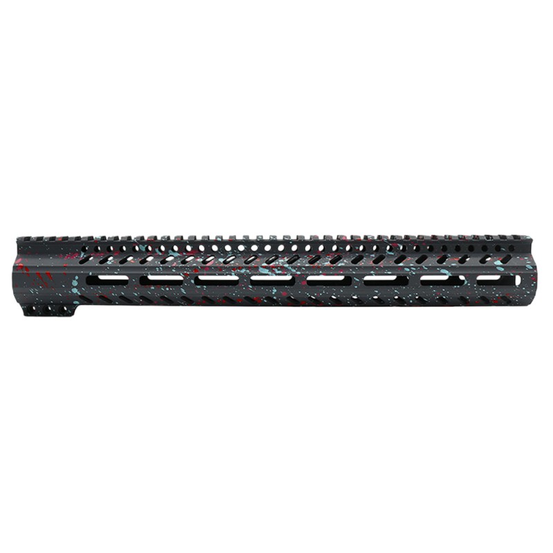 Cerakote Splatter| AR-15 M-LOK 15'' Super Slim Free Float Handguard - Base Sniper Gray- Pattern- Red- Pink- Robins Egg- Made in U.S.A