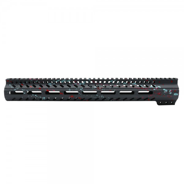 CERAKOTE SPLATTER SGY | AR-15 M-LOK 15'' Super Slim Free Float Handguard - Base SGY - Pattern - RED.PNK.RGB - Made in U.S.A CERAKOTE SPLATTER SGY | AR-15 M-LOK 15'' Super Slim Free Float Handguard - Base SGY - Pattern - RED.PNK.RGB - Made in U.S.A