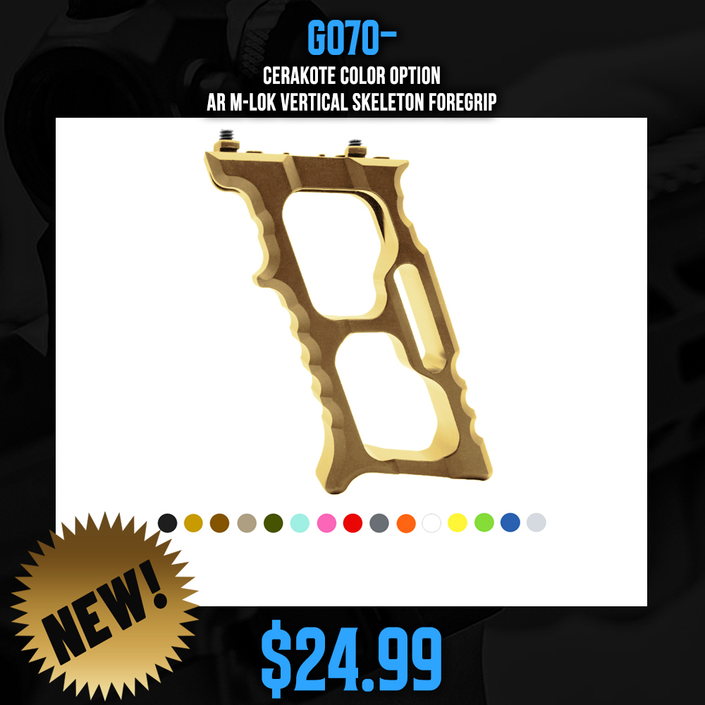 CERAKOTE COLOR OPTION| AR M-LOK Vertical Skeleton Foregrip CERAKOTE COLOR OPTION| AR M-LOK Vertical Skeleton Foregrip