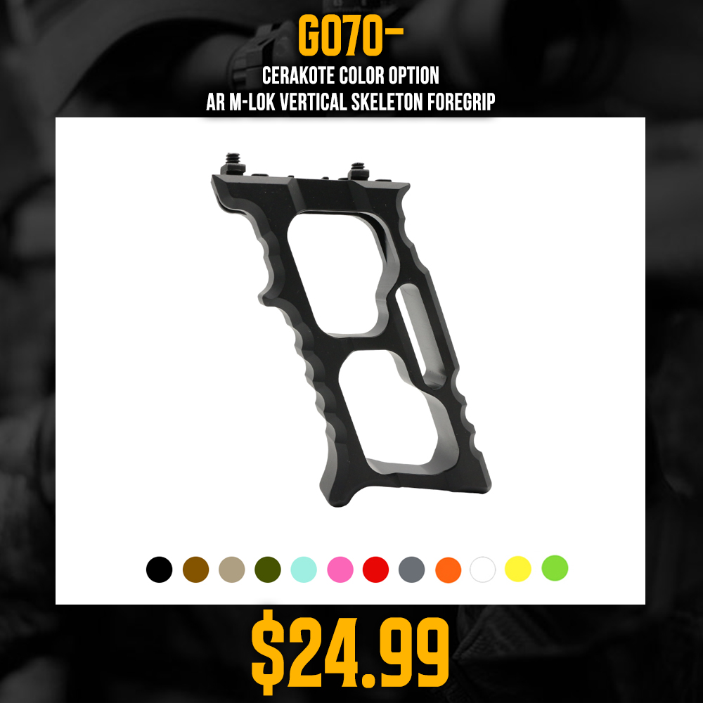 CERAKOTE COLOR OPTION| AR M-LOK Vertical Skeleton Foregrip CERAKOTE COLOR OPTION| AR M-LOK Vertical Skeleton Foregrip