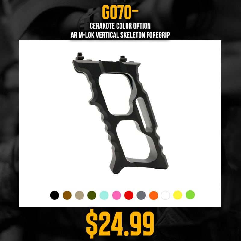 CERAKOTE COLOR OPTION| AR M-LOK Vertical Skeleton Foregrip CERAKOTE COLOR OPTION| AR M-LOK Vertical Skeleton Foregrip