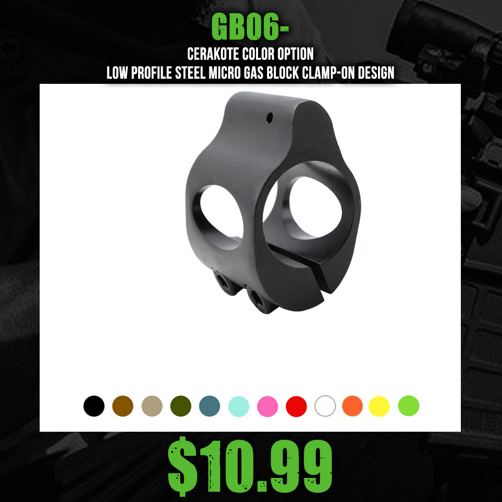 CERAKOTE COLOR OPTION| Low Profile Steel Micro Gas Block Clamp-On Design CERAKOTE COLOR OPTION| Low Profile Steel Micro Gas Block Clamp-On Design