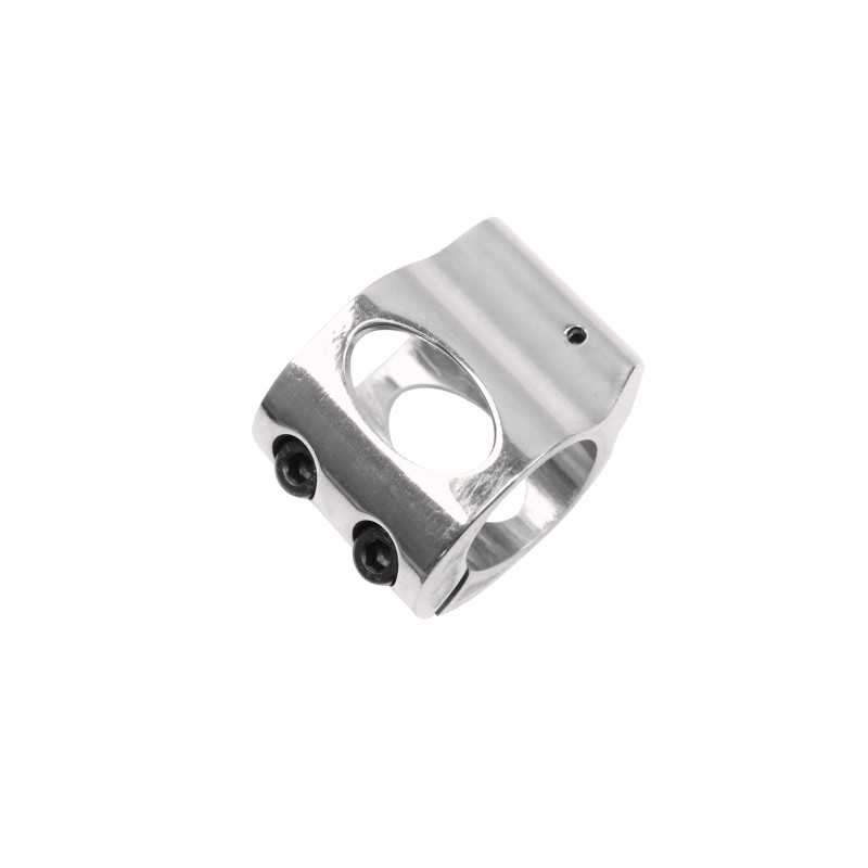 Low Profile Polished Stainless Steel Micro Gas Block - Clamp-on Design