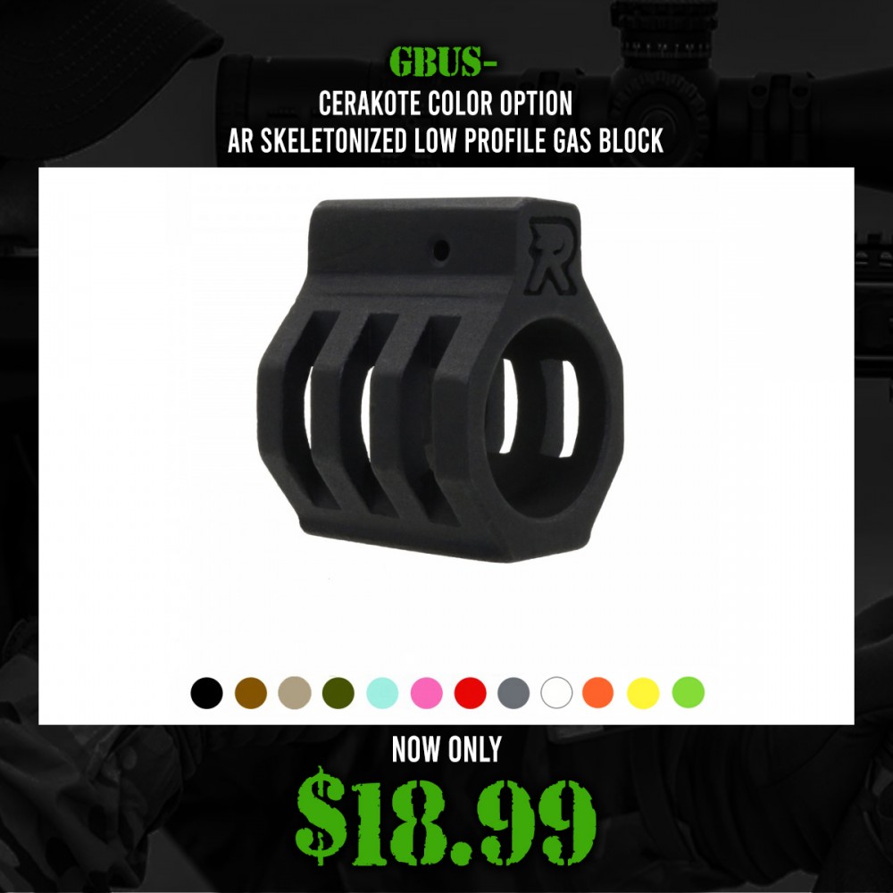 CERAKOTE COLOR OPTION| AR Skeletonized Low Profile Gas Block