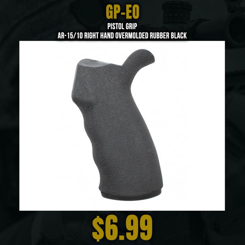 Pistol Grip AR-15/10 Right Hand Overmolded Rubber Black
