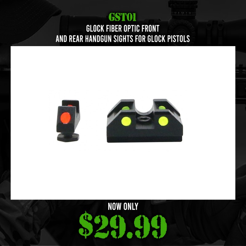 Glock Fiber Optic Front and Rear Handgun Sights for Glock Pistols