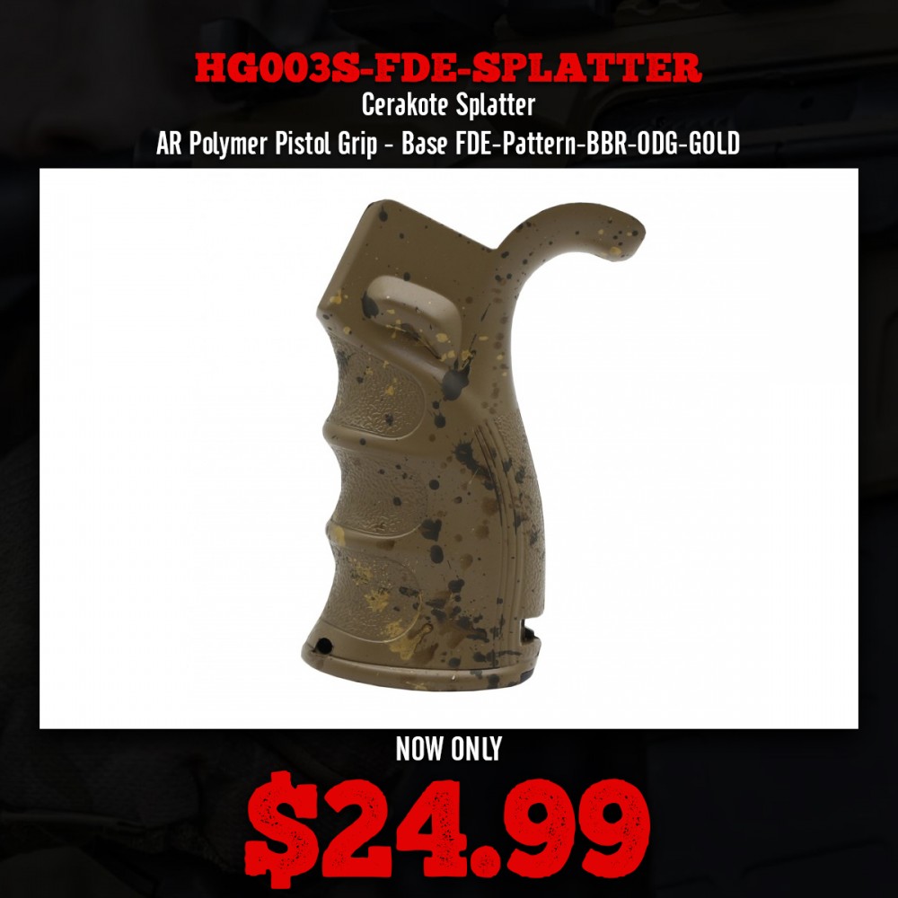 Cerakote Splatter| AR Polymer Pistol Grip - Base FDE-Pattern-BBR-ODG-GOLD