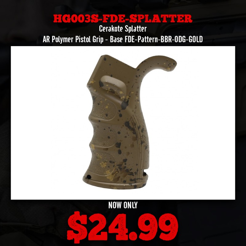 Cerakote Splatter| AR Polymer Pistol Grip - Base FDE-Pattern-BBR-ODG-GOLD