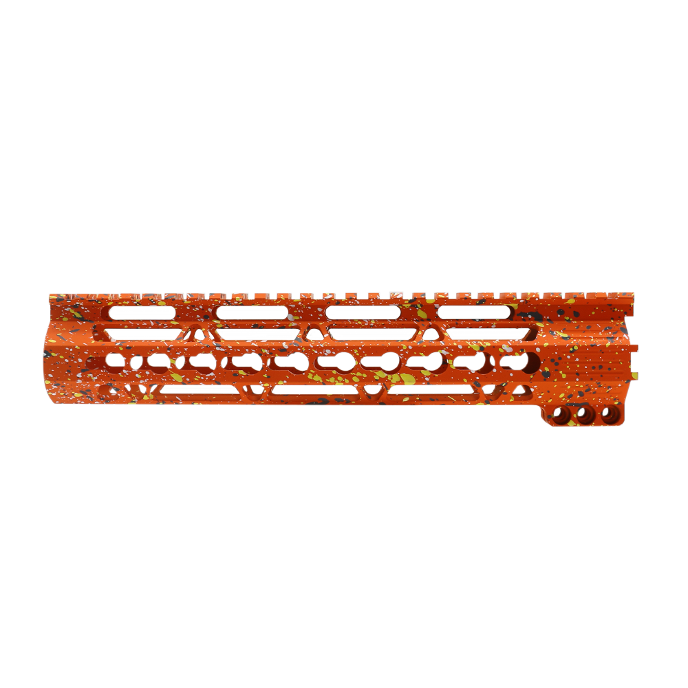Cerakote Splatter| AR-15 10'' Clamp On Free Float Keymod Handguard - Base Hunter Orange - Pattern - Sniper Gray - Bright White - Lemon Zest