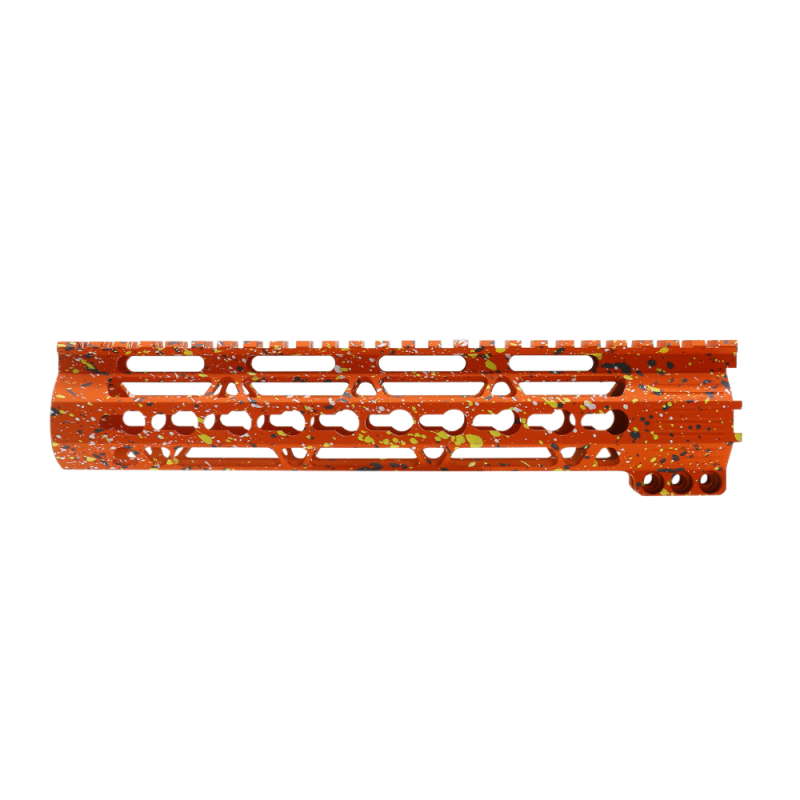 Cerakote Splatter| AR-15 10'' Clamp On Free Float Keymod Handguard - Base Hunter Orange - Pattern - Sniper Gray - Bright White - Lemon Zest Cerakote Splatter| AR-15 10'' Clamp On Free Float Keymod Handguard - Base Hunter Orange - Pattern - Sniper Gray - Bright White - Lemon Zest