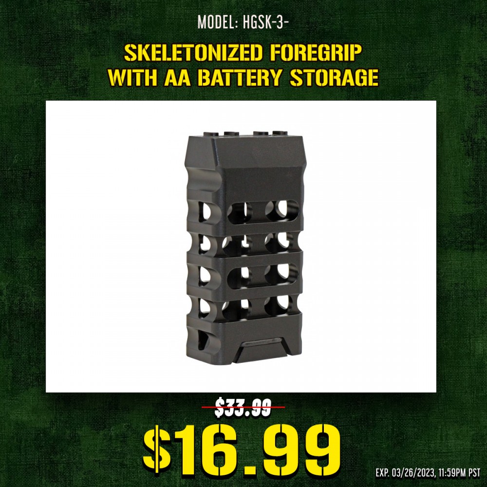 Skeletonized Foregrip with AA Battery Storage