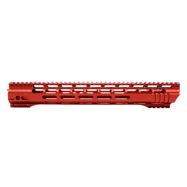 AR-15 Skeleton Free Float Handguard 15 Inch- Slant Cut-RED- Made in USA 