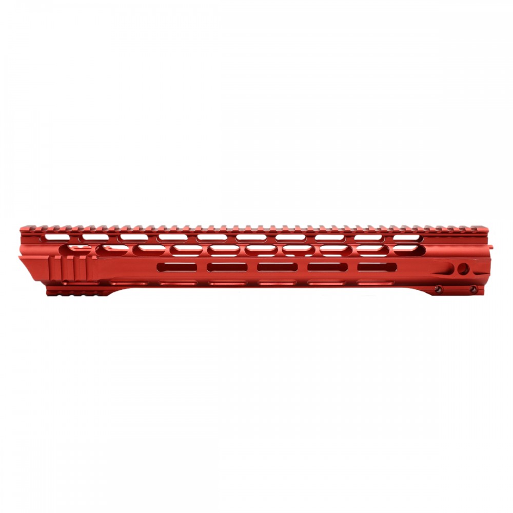 AR-15 Skeleton Free Float Handguard 15 Inch- Slant Cut-RED- Made in USA 