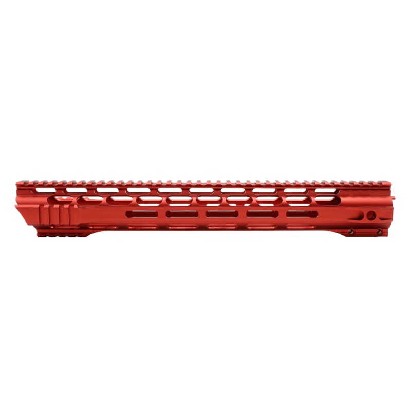 AR-15 Skeleton Free Float Handguard 15 Inch- Slant Cut-RED- Made in USA 