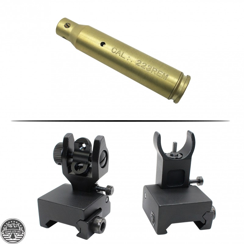 AR A2 Front And Rear Flip Up Sight For Low Gas Block and Cartridge Laser Bore Sight