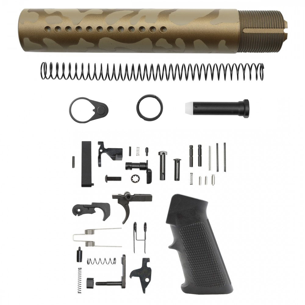 CERAKOTE CAMO|AR-15 .223/5.56 Custom made Pistol Buffer Tube Kit - Flat Dark Earth and Burnt Bronze - No Foam Pad