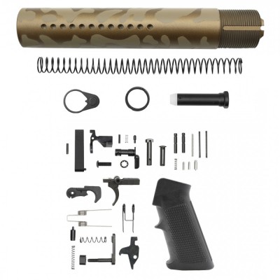 CERAKOTE CAMO BBR | AR-15 .223/5.56 Custom made Pistol Buffer Tube Kit - Base BBR - Pattern - FDE - No Foam Pad W/ Lower Parts Kit